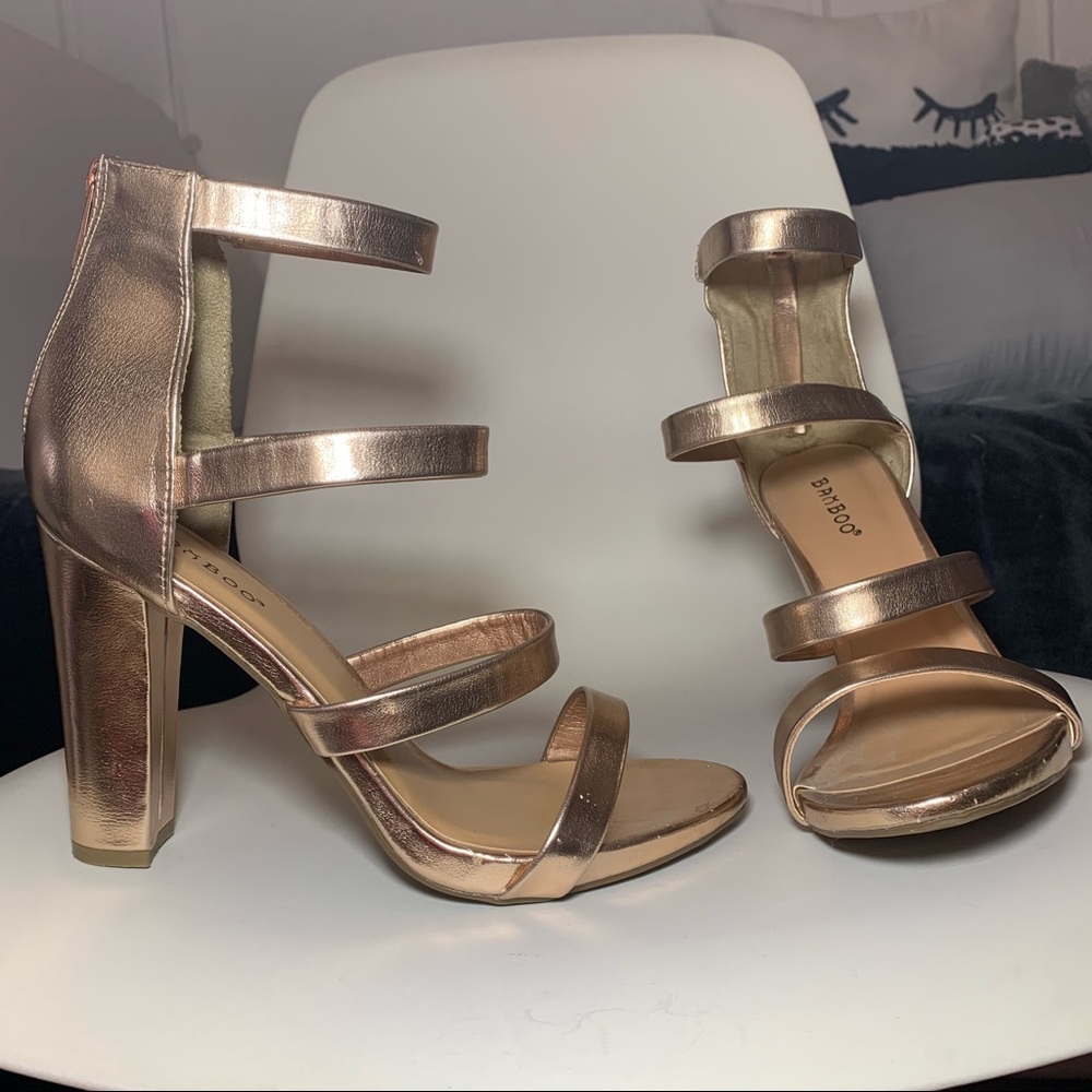 Bamboo Strappy Chunky Heel Sandal